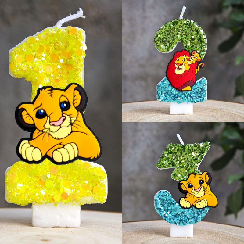 Zebra Candle Supplies - เทียนรูปสิงโตคิงซิมบ้า หมายเลข 0-9 ของตกแต่งเค้กวันเกิดธีมฮาคูน่า มาทาทา ของขวัญสำหรับงานเลี้ยงฉลองวันเกิด/งานเลี้ยงเด็กอ่อน
