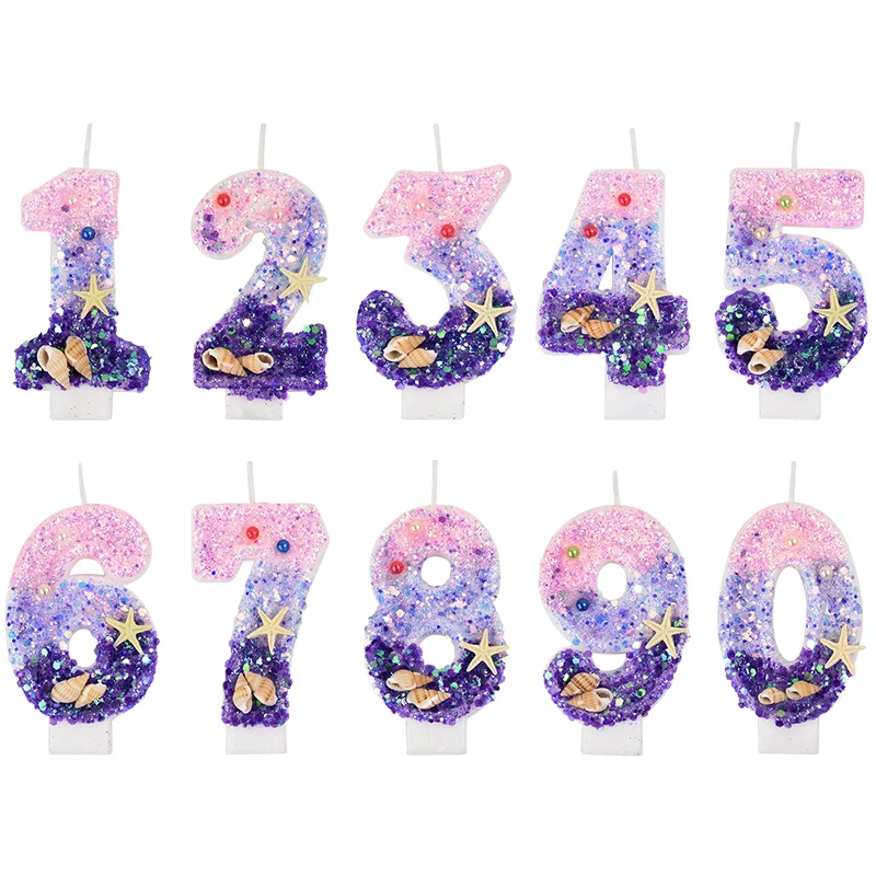 Zebra Candle Supplies - 0-9 หมายเลขGradientเทียนMermaidวันเกิดตกแต่งเค้กเทียนสําหรับเค้กวันเกิดเค้กอุปกรณ์ตกแต่ง