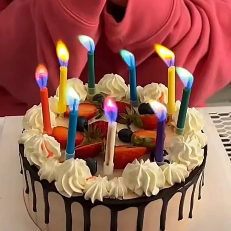 Zebra Candle Supplies - 6 ชิ้นสีอุปกรณ์งานเลี้ยงวันเกิดงานแต่งงานที่มีสีสันเทียนหลากสีปลอดภัยเปลวไฟขนมเค้กเทียนตกแต่งของขวัญสาว